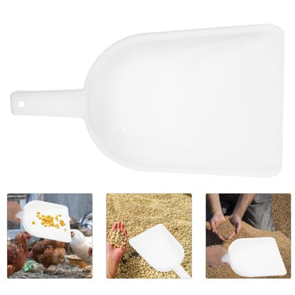 Plastic Poultry Feed Shovel Large Capacity Versatile White Pp Shovel Tool for Feeding and Farming Livestock with Sturdy Handle for Easy Scoop and Farm Use