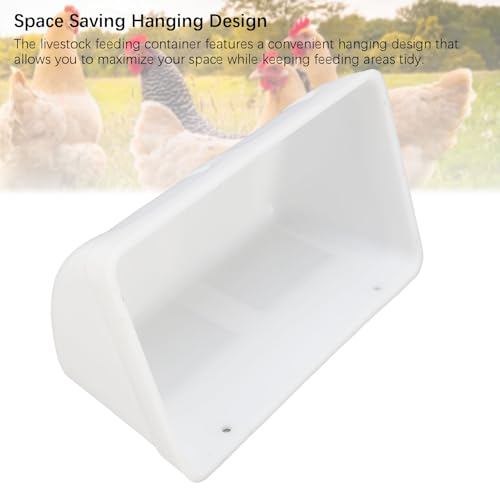 Hanging Poultry Feeder Large Capacity Space Saving Plastic Hanging Chicken Feeder Trough for Farm (White) - color: White