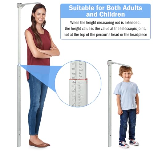 tonchean Height Measurement for Wall, Medical Wall Mount Stadiometer for Kids & Adults Aluminum Height Measurement Tool Accurate Scale Telescopic Height Measuring Rod, 23.6-78.7 in/60-200 cm