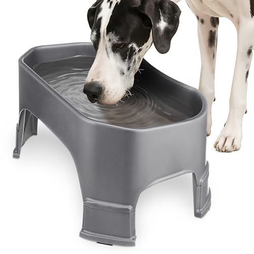 Neater Pet Brands Extra Large Water Bowl for Dogs, Elevated Outdoor Dog Water Bowl (2.25 Gallon XL Capacity), Big Trough Style Food Dish for Indoors or Outside, No Spill Large Dog Bowls, Gunmetal Grey - color: Gunmetal, size: 2.25 Gallons