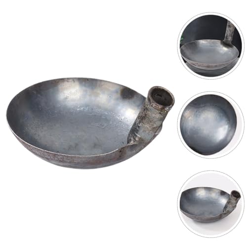 UKCOCO Thickened Large Iron Ladle 13.5cm Long Handle Sturdy Water Scoop Multi-function Steel Spoon for Kitchen, Industrial Use, and Livestock Feeding