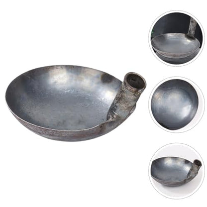 UKCOCO Thickened Large Iron Ladle 13.5cm Long Handle Sturdy Water Scoop Multi-function Steel Spoon for Kitchen, Industrial Use, and Livestock Feeding