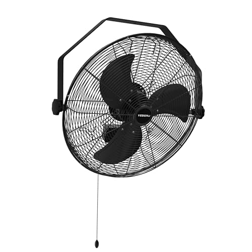 18 Inch Heavy Duty Wall Mount Fan, High Velocity Commercial Wall Fan with 3 Speeds (4500 CFM), Adjustable Tilt & 8.8 FT Cord, Outdoor/Indoor Fan for Garage, Warehouse, Workshop & Patio, Black - size: 18-Inch