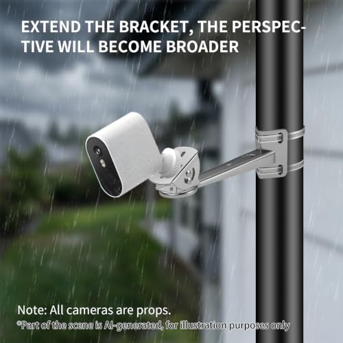 ZT-NET Security Camera Corner Pole Mounting Bracket Stainless Steel | Mount with Extension Arm for Surveillance Systems Compatible with CCTV IP Cameras Indoor and Outdoor (Not Included Camera)