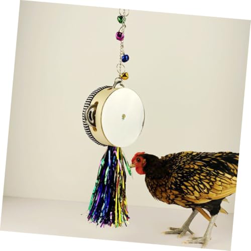 UPKOCH Stainless Steel Chicken Toy Double-Sided Mirror Drum for Rooster Hen Sturdy PET Plaything for Coop Fun Engagement