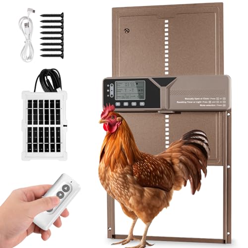 Large Automatic Chicken Coop Door, Solar Powered with Upgraded 4000mAh Battery, Light Sensor, Timer, Remote & Manual Control, Anti-Pinch Safety Auto Door for Chickens, Ducks & Geese, Rose Gold - color: Rose Gold
