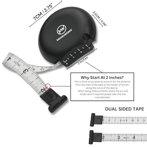 Body Tape Measure - 80 Inch 200 cm Retractable Mini Measuring Tool - Tracker for Weight Loss & Body Fat Measurements - Waist/Bra Measurement Kit