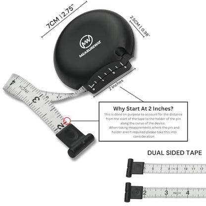 Body Tape Measure - 80 Inch 200 cm Retractable Mini Measuring Tool - Tracker for Weight Loss & Body Fat Measurements - Waist/Bra Measurement Kit
