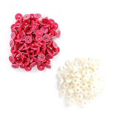 100Pcs Plastic Ear Number Rabbit Dog Ear Marker Label for Animal Livestock Information Management(Rose Red)