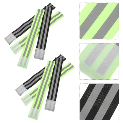SOLUSTRE 8pcs Reflective Bike Pant Leg Straps Elastic Ankle Bands Safety Fixation Straps for Cycling Night Running High Visibility Outdoor Sports Gear