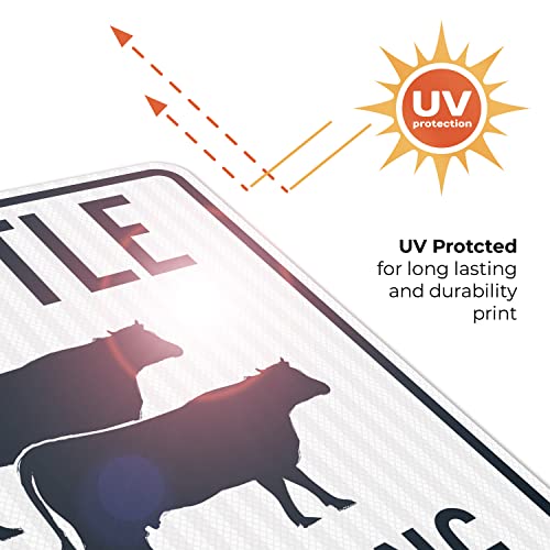 Cattle Crossing with Graphic Sign, 24x30 Inches, 3M EGP Reflective .080 Aluminum, Fade Resistant, Made in USA - size: 24x30 Reflective