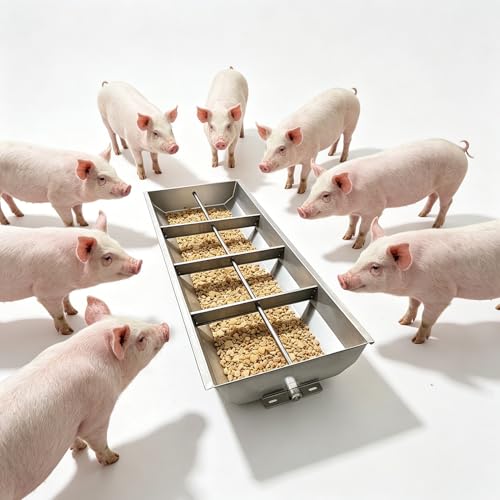 8 12 Holes Two-way Multi-compartment Pig Feeder, Large Capacity Floor Mounted Livestock Water Trough, Large Heavy Duty Feeder Trough(L100cm/39.4"(8 Slots)) - size: L100cm/39.4"(8 Slots)