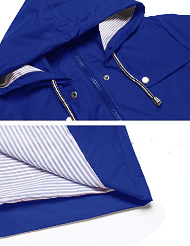 LOMON Raincoat Women Waterproof Long Hooded Trench Coats Lined Windbreaker Travel Jacket S-XXL - color: Blue, size: Small