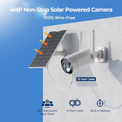 CAMCAMP Solar Security Cameras Wireless Outdoor, Home Security Camera System, 4MP Solar-Powered 6 Cam-Kit, 10CH NVR w/ 500GB HDD, 2.4G& 5G WiFi, Color Night Vision, Motion Detection, 2-Way Audio, IP66 - color: SC17AUS