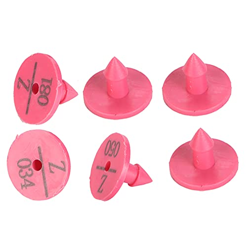 100Pcs Plastic Ear Number Rabbit Dog Ear Marker Label for Animal Livestock Information Management(Rose Red)