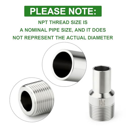 TAISHER 5PCS 304 Stainless Steel Pipe Fittings, 3/4" NPT Male Threaded, 2" Length Weld Nipple Cast Pipe - size: 3/4" NPT x 3/4" OD(2" Length)