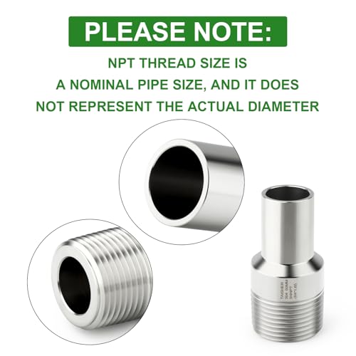 TAISHER 5PCS 304 Stainless Steel Pipe Fittings, 3/4" NPT Male Threaded, 2" Length Weld Nipple Cast Pipe - size: 3/4" NPT x 3/4" OD(2" Length)
