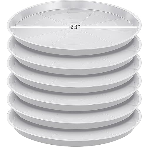Eccliy 6 Pack Plastic Plant Saucer Heavy Duty Planter Saucers Large Plant Pot Saucers Plastic Water Trays for Indoors and Outdoors Flower Plant Plant Drip (White,23 Inch) - color: White, size: 23 Inch