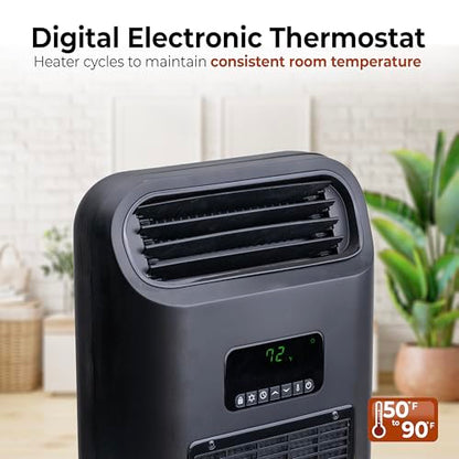 Comfort Zone 14" Wall Mount & Freestanding Space Heater – 1500W Electric Heater with Remote, Digital Thermostat, ECO Mode & 12H Timer – Portable or Wall-Mounted Floor Fan - size: 14-inch