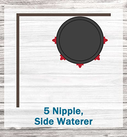 Noble Nest 5 Gallon Bucket Chicken Nipple Side Waterer,5 Nipple,Black Stand - color: Add Black Waterer Stand, size: 5 Nipple, Side Waterer