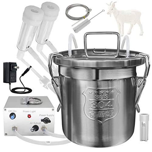 6L Goat Milking Machine, Plug-in Pulsation Pump Milker (Classic) | Hantop UnitedFarm, Speed Adjustable Pump, Auto Stop Check Valve, SUS304 Stainless Steel Bucket, Food-grade material - color: for Goat, size: 6L