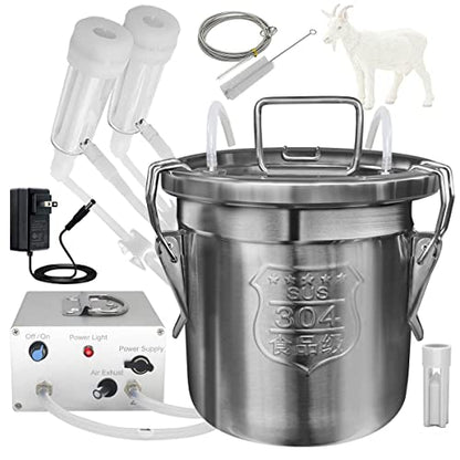 6L Goat Milking Machine, Plug-in Pulsation Pump Milker (Classic) | Hantop UnitedFarm, Speed Adjustable Pump, Auto Stop Check Valve, SUS304 Stainless Steel Bucket, Food-grade material - color: for Goat, size: 6L