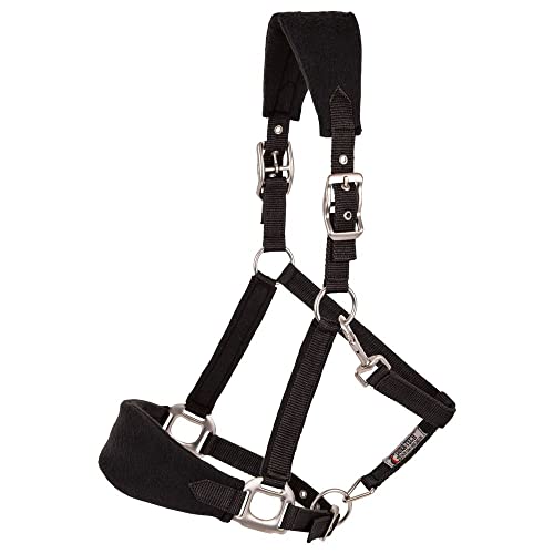 Schneiders Dura-Tech Fleece Lined Web Halter for Horses | Ultimate Horse Comfort | Prevents Rubs | Adjustable Fit | Great for Trailering & Shows | Color Black | Size Full Size - color: Black, size: Full Size