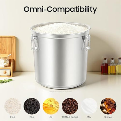 48L/12.68Gal Stainless Steel Airtight Canister with Lid and Locking Clamp, Rice Cereal Grain Canisters Container Food Storage Canisters for Kitchen Dog Food Bird Seed Coffee - color: 48L/ 12.68Gal