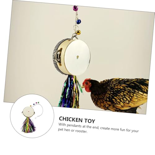 GALPADA Chicken Toy Mirror Drum for Hens Roosters Stainless Steel Double-Sided Design Hanging Pet Mirror for Poultry Play Promotes Activity Reduces Loneliness