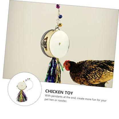 GALPADA Chicken Toy Mirror Drum for Hens Roosters Stainless Steel Double-Sided Design Hanging Pet Mirror for Poultry Play Promotes Activity Reduces Loneliness