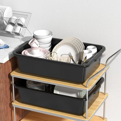 Xyskin Plastic Dish Tubs, Commercial Bus Box/Wash Basin Tote Box, 4-Pack (Black, 32L) - size: 32L-4 Packs