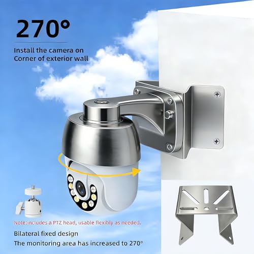 Security Camera Mount 90° Corner Bracket with 1/4" Ball Head Adapter, Compatible with Eufy SoloCam S340/E30/E42, 4G LTE S330, PTZ/WYZE Cam, 270° View for Extreme Indoor/Outdoor Use