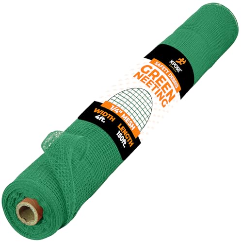 Xpose Safety Construction Safety Netting – 4' x 150', 1/4" Mesh Scaffold Safety Net, Temporary Material Roll, Visibility Fence, Heavy-Duty Fire Retardant, Green - color: 3) Green, size: 4' X 150' – 1/4" Mesh