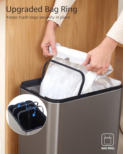 Automatic Trash Can Touchless 13 Gallon / 50L, Motion Sensor Trash Can with USB Rechargeable, Butterfly Soft-Close Lid & Ozone Sanitizing, Automatic Garbage Can for Kitchen (Includes 240 Trash Bags) - color: 240 Count Trash Bags
