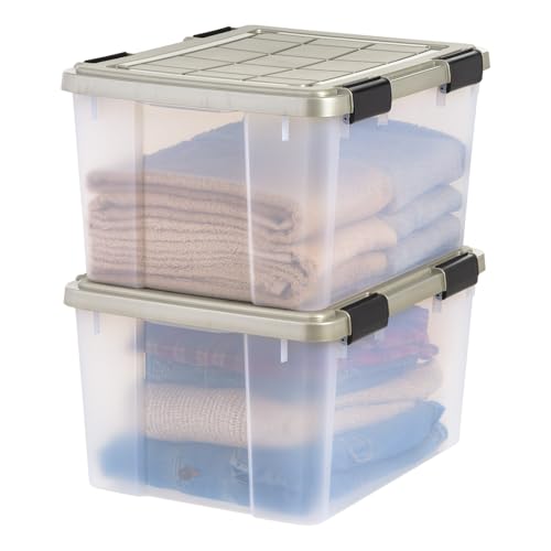 IRIS USA 44 Qt Storage Bins with Gasket Seal Lid, 2 Pack - BPA-Free, Heavy Duty Moving Containers Tight Latch, Weather Proof Tote, WEATHERPRO - Clear/Chrome - size: 44 Qt. - 2 Pack
