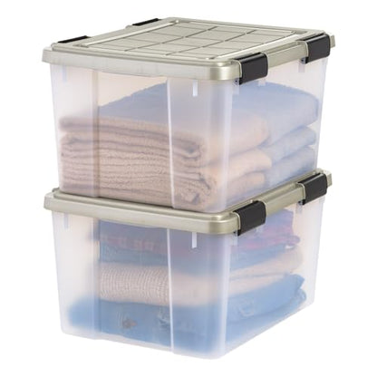 IRIS USA 44 Qt Storage Bins with Gasket Seal Lid, 2 Pack - BPA-Free, Heavy Duty Moving Containers Tight Latch, Weather Proof Tote, WEATHERPRO - Clear/Chrome - size: 44 Qt. - 2 Pack