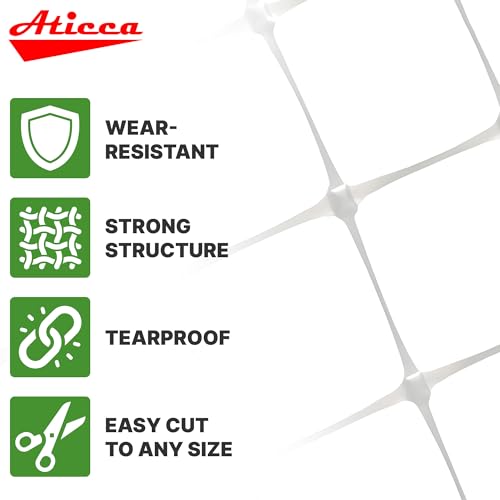 ATICCA Plastic Trellis Netting 79" x 328 ft Heavy Duty Plant Support Netting White - 6 Inch Garden Trellis on Roll - Mesh for Growing Vine Climbing Plants, Flowers, Peas, and Cucumber - size: 79''x328ft Plastic Trellis Netting