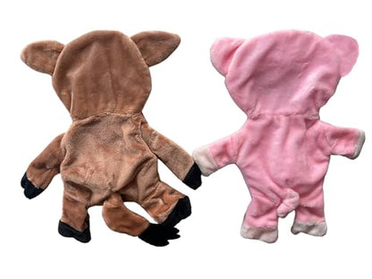 Pig and Boar Crinkle Squeaker Pet Toys Two Pack - for Dogs, Pigs, and Other Small Pets