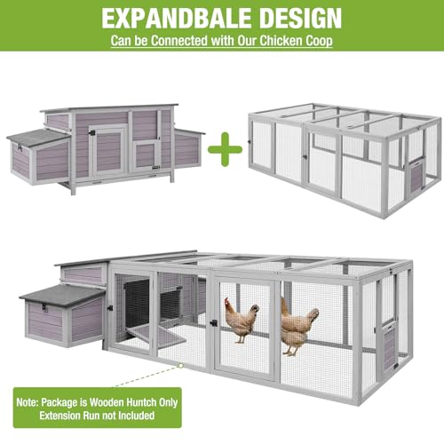 GUTINNEEN Chicken Coop Outdoor Wooden Portable Hen House Expandable Poultry Cage with Nesting Box,Perches,Waterproof Roof