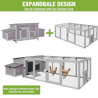 GUTINNEEN Chicken Coop Outdoor Wooden Portable Hen House Expandable Poultry Cage with Nesting Box,Perches,Waterproof Roof