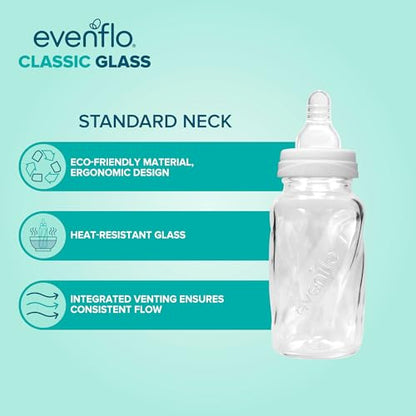 Evenflo Feeding Classic Glass, Twist Bottles, 4 Oz, 6 Bottles. - size: 1 Count (Pack of 6)