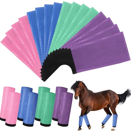 Set of 16 Mesh Fly Boots for Horse Breathable Mesh Horse Boots Protective Horse Leg Wraps Horse Leggings for Preventing Flies and Mosquitoes Bites - color: Sage Green,Blue, Lighe Purple, Purple