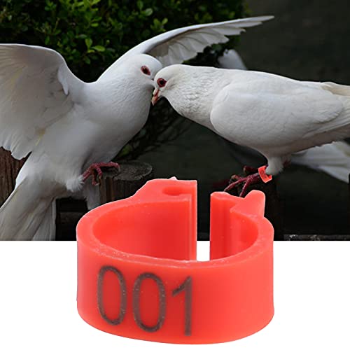 100PCS 8MM 001-100 Numbered Plastic Letter Pigeon Bird Leg Bands Rings, Bird Chicks Parrot Clip Rings Band (Red) - color: Red