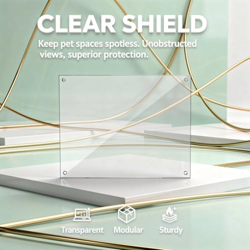 12 Pcs Clear Plastic Cage Guard Panels, 10 x 8.2 in Pet Habitat Siding, Splatter Anti-Splash Fence Dividers with 100 Zip Ties for Rabbit Cages, Guinea Pig Enclosures, Small Animal Protection