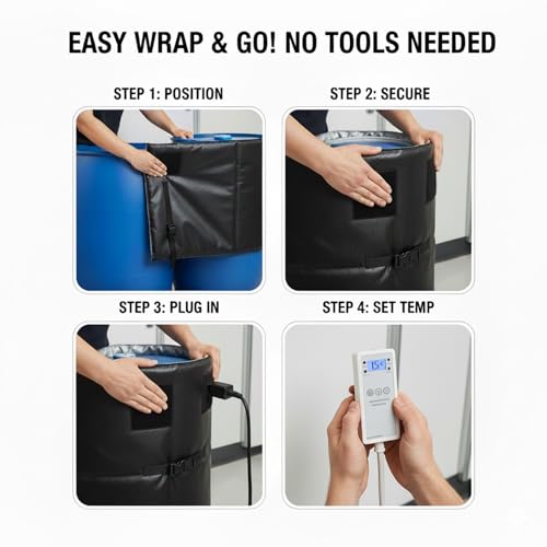 Automatic Water Trough De-Icer | Waterproof & Chew-Proof Heating Blanket | Prevents Freezing for Stock Tanks & Buckets | Adjustable Temperature Control (275/230/1000) - color: 15/12/55