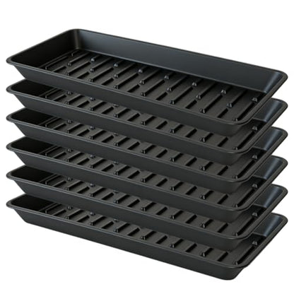 Plant Saucer Tray 6.5 x 13 Inch, Heavy Sturdy Long Narrow Plastic Plant Drainage Tray No Holes, Drip Tray for Pots, Seed Starter Growing Tray, Black - color: Black, size: 13" x 6.5" x 1.2" (6pack)