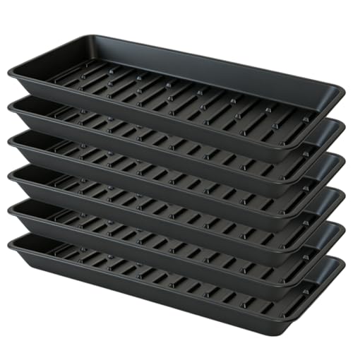 6 Pack Plastic Plant Trays Rectangular 14 Inch, Indoor Outdoor Plant Saucers with Drip Protection, Windowsill Planter Tray, 7 x 14.5 Inches, Black - color: Black, size: 14.5" x 7" x 1.3" (6pack)