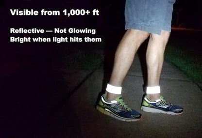Reflective Ankle Bands with Very Large Reflective Area, 1,000+ ft Visibility, Straps for Biking, Running and Walking at Night - Bright, Lightweight & Comfortable - color: Silver - 2 Bands