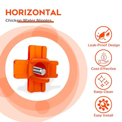 Eggluuz Chicken Waterer Nipple Horizontal Side Mount Automatic Nipples Drinker for Chickens 16 Pack - size: 16 Pack