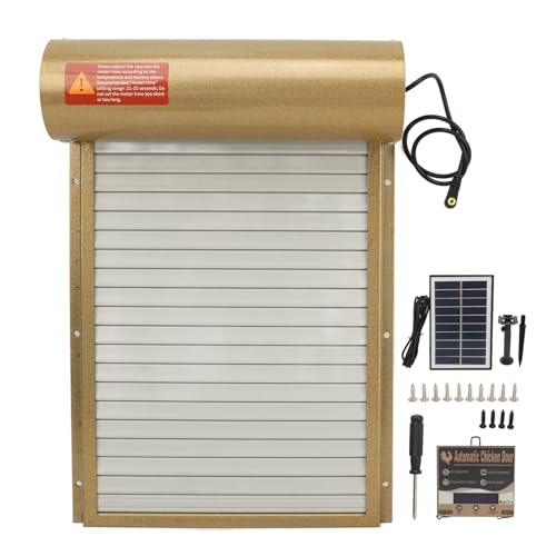 Automatic Chicken Coop Door, Solar Powered Chicken Door Opener with Timer LED Display for Duck Goose Poultry Safety (Gold) - color: Gold